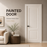 Porte intérieure peinte à deux panneaux, couleur blanc crème, design à panneaux encastrés, finition mate lisse, porte préfinie, taille personnalisée pour la maison