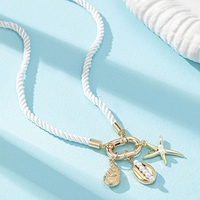 Ensemble de bijoux bohème style plage d'été pour femmes, colliers style vacances, breloques vie marine, perles artificielles, étoile de mer, corail, bouddhisme