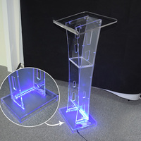 Plataforma LED Acrílica Transparente Moderna para Centro de Mesa de Boda, Diseño Personalizado, Púlpito de Iglesia, Aula Escolar, Plegable, Fácil de Montar