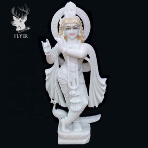 Tượng Thần Hindu Ấn Độ Khắc Tay Đá Trắng Đá Cẩm Thạch <span class=keywords><strong>Krishna</strong></span> Tượng Trang Trí Nhà - Product Image 1