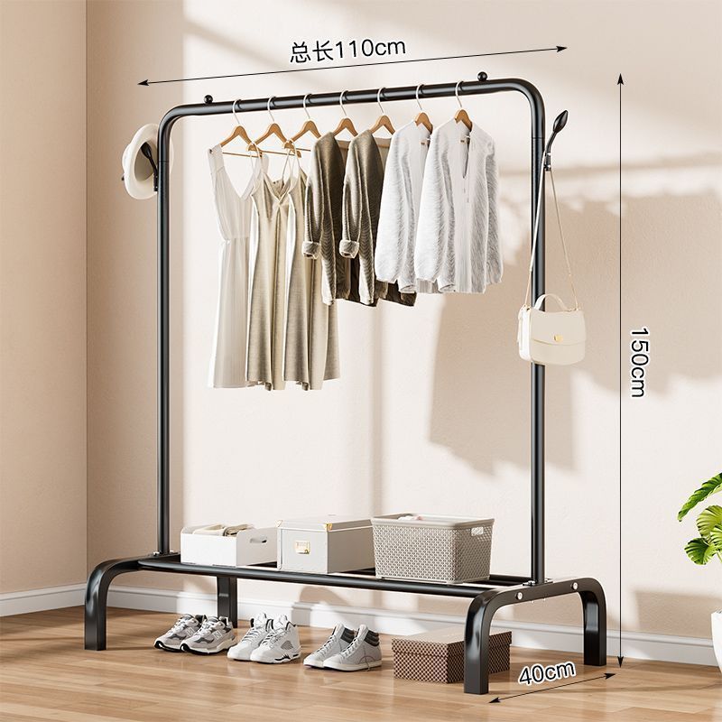 Black upgraded single bar 110cm with coat hook and post