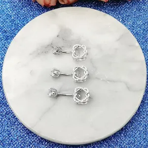 Nouveau produit transfrontalier très demandé : Bijou de piercing pour nombril en zircon cœur de pêche à six griffes, vente en gros transfrontalière - Product Image 2