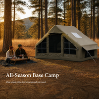 Tente gonflable en toile de coton quatre saisons, résistante au vent, pour le camping en plein air, imperméable, sans assemblage, taille dépliée 300x210x200cm
