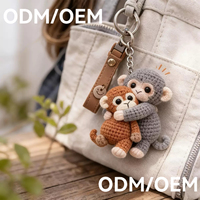 Porte-clés en crochet fait main en forme de lettre, pendentif tricoté coloré pour accessoires de sac