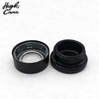 Pot en verre transparent, blanc ou noir personnalisé de 2 oz, 3 oz, 4 oz avec couvercle grossissant en plastique transparent/noir et autocollant personnalisé