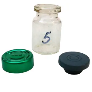 قنينة زجاجية 5 مل 10 مل لإدراج الحقن مزودة بسدادة مطاطية بغطاء ألمنيوم أخضر اللون 20 مل