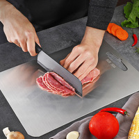 Planche à découper domestique en acier inoxydable 304, planche à découper de cuisine à double face