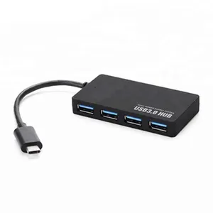 Adaptor Hub 4 Port, stasiun Dok Pd 4 dalam 1, adaptor Hub 3.1 Tipe C laki-laki ke Usb 3.0 kecepatan cepat ultra-tipis