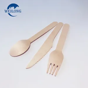 Customized Natural Travel Eco Friendly Cutlery Wood Set Disposable Biodegradable Spoon Knife