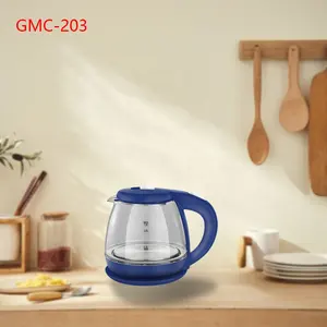 2022 nouvel appareil de cuisine 360 degrés sans fil bleu LED mini chaudière à eau théière électrique bouilloire à thé 1.0L bouilloire en verre