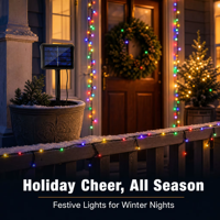 Guirlandes lumineuses solaires LED d'extérieur imperméables, 200 LED, fil de cuivre, lumières féériques de Noël pour la décoration de jardin, de patio et de fêtes