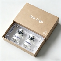 Étiquettes personnalisées pour flacons de peptides avec boîte, étanches, hologramme argenté, boîte magnétique de présentation pour flacon de 3 ml pour soins de la peau, OEM personnalisé