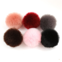Porte-clés pompon avec fausse fourrure de renard, pompon en peluche, boule pelucheux, porte-clés