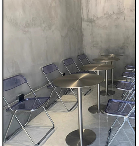 <span class=keywords><strong>Chaise</strong></span> pliante de style <span class=keywords><strong>industriel</strong></span> <span class=keywords><strong>moderne</strong></span> en acier inoxydable pour café, salon de thé, pâtisserie, hôtel, appartement, école - Product Image 4