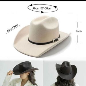 New Style Retro Western Cowboy Hat Wide Brim Men Wholesale Custom Felt Wool Fedora Hats With Logo - Product Image 4