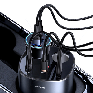 USAMS — <span class=keywords><strong>chargeur</strong></span> de voiture <span class=keywords><strong>rapide</strong></span> <span class=keywords><strong>multi</strong></span>-<span class=keywords><strong>usb</strong></span> 245W, avec 2 prises pour cigarettes de voiture, allume-cigare - Product Image 4