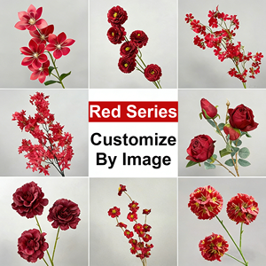 Flores Artificiales de Seda <span class=keywords><strong>Serie</strong></span> Roja, Hechas a Mano, Personalizables con Imagen, Materiales Florales para Ramos, Decoración de Bodas y Hogar, Día de San Valentín - Product Image 4