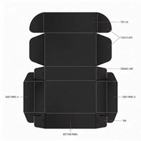 Boîte d'expédition en carton ondulé noir obsidienne de luxe avec logo argenté sur le couvercle intérieur pour cadeaux et vente au détail e-commerce haut de gamme