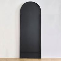 Productos de moda: Espejo arqueado de lujo de cuerpo entero, estilo vintage, con marco de hierro forjado negro, decorativo, para baño.