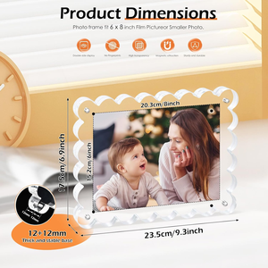 Cadre photo <span class=keywords><strong>en</strong></span> acrylique à bords ondulés, transparent, 4x6 pouces, pour la maison, le bureau et la décoration <span class=keywords><strong>de</strong></span> mariage - Product Image 2