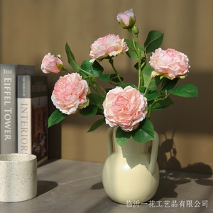 ดอกกุหลาบประดิษฐ์ ยี่ห้อ Yihua Floral Art ขนาด 53 ซม. ทำจากผ้าไหม สีชมพูขาว ตกแต่งบ้านสไตล์โมเดิร์นเรียบง่าย ช่อดอกไม้ประดับห้องนอน - Product Image 3
