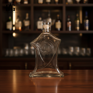 Bouteille de Luxe BRILLIANCE en Verre Transparent avec Bouchon en Liège 500ml/700ml Vide pour Whisky <span class=keywords><strong>Vodka</strong></span> Estampillée Or Tianjin - Product Image 6