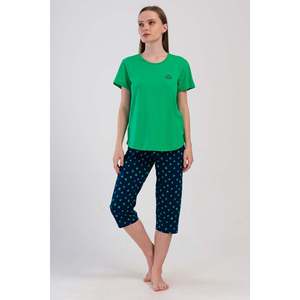 Traje de dormir capri ovalado de manga corta con cuello redondo para mujer - Product Image 4