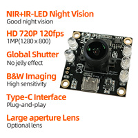 Module de caméra USB Type-C OV9281 1MP 120fps à obturateur global avec vision nocturne LED NIR pour la détection d'obstacles des drones / AGV / robots
