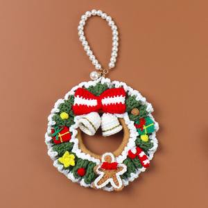 2024 fait à la main circulaire fleur <span class=keywords><strong>couronne</strong></span> <span class=keywords><strong>crochet</strong></span> tricoté belle décoration <span class=keywords><strong>de</strong></span> noël cadeau <span class=keywords><strong>de</strong></span> noël - Product Image 4