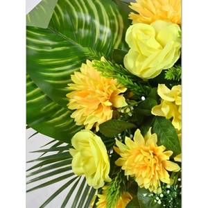 <b>Artificial</b> Yellow Flower <b>Bouquet</b> with Tropical Green Leaves Decorative Floral Arrangement for Home Decor - Product Image 5