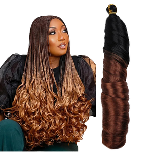 Extensions de cheveux synthétiques de luxe soyeux et résistants à la chaleur, 150g, 20 pouces, boucles françaises colorées, spirales, ondulations naturelles - Product Image 1