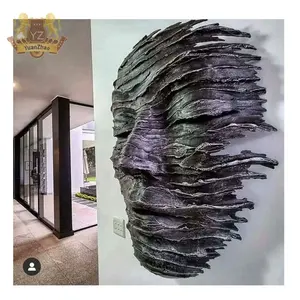 बड़े बगीचे कास्ट कांस्य धातु कला मानव चेहरा परिदृश्य मूर्तियां प्रतिमा सार आधुनिक कांस्य 3D दीवार चेहरा मूर्तिकला