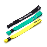 Bracelet de marque en bambou, logo imprimé personnalisé, montre-bracelet en tissu élastique réutilisable pour événement de festival, avec serrure à sens