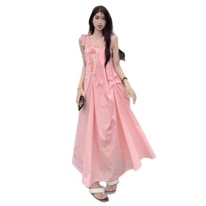French Style Beach Maxi Dress Halter Loose Waist Solid Color Breathable Swim Cover Up Summer Vacation Outfit - Product Image 5