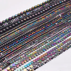 Cuentas de hematita de piedra Natural negra para hacer joyas, cuentas espaciadoras sueltas de disco redondo cuadrado, corazón de estrella de cinco puntas, Color pistola - Product Image 5