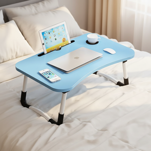 Table pour <span class=keywords><strong>ordinateur</strong></span> <span class=keywords><strong>portable</strong></span>, table pliable <span class=keywords><strong>portable</strong></span>, plateau de service pour le petit-déjeuner, porte-stylo avec support pour téléphone et <span class=keywords><strong>tablette</strong></span> et tiroir - Product Image 1