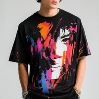 T-shirt noir unique pour hommes Vibrant Original Graphic Print Oversized Short Sleeve High Quality Casual Streetwear for Young Men