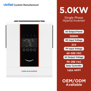 ระบบไฮบริดพร้อมเอาต์พุตเปิด/ปิดคู่ 5kW 24V พร้อมคุณสมบัติ MPPT IP21, คลื่นไซน์บริสุทธิ์, ระบบโซลาร์เซลล์ประสิทธิภาพสูง 94% - Product Image 1
