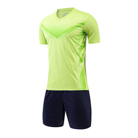 Conjunto de Camiseta de Fútbol Unisex con Pantalones Cortos y Número Personalizado, Uniforme de Fútbol de Secado Rápido, Transpirable, 100% Poliéster, con Bolsillos