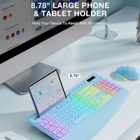 Ergonomic RGB Backlit Silent Wireless Keyboard Mouse Combo 2.4G Rechargeable Multimedia Buttons Tablet Phone Holder