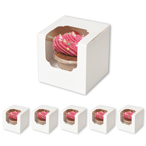 Individuele cupcake doosjes met transparant venster, witte kartonnen muffinverpakking, wegwerpverpakking voor cupcakes van voedselveilige kwaliteit - Product Image 1
