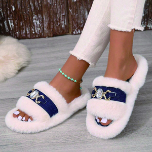 Zapatillas <span class=keywords><strong>de</strong></span> <span class=keywords><strong>Casa</strong></span> acolchadas <span class=keywords><strong>de</strong></span> piel a la moda para mujer, zapatillas populares <span class=keywords><strong>de</strong></span> nuevo diseño para interiores y exteriores para mujer - Product Image 1