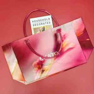 Sacs de transport réutilisables en coton de 20 pouces Sac fourre-tout pour la plage par sublimation Sac de plage à motif de fleurs roses avec poignée ronde - Product Image 4