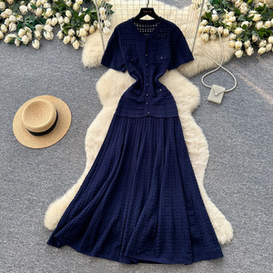 Abito Elegante Francese a Maniche Corte <span class=keywords><strong>per</strong></span> <span class=keywords><strong>Donna</strong></span>, Vestito Casual da <span class=keywords><strong>Ufficio</strong></span> a Vita Alta Linea A, Produttori di <span class=keywords><strong>Abbigliamento</strong></span> Femminile - Product Image 5