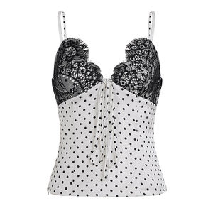 Hot Sale <b>Knitted</b> Short Polka Dot Tie-Up Camisole Sexy Backless Lace Sleeveless Top Club Wear Women's <b>Vest</b> - Product Image 6