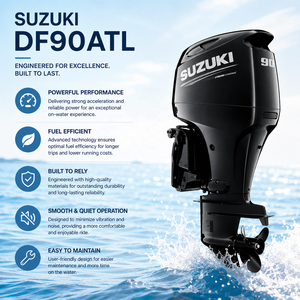 Motor Fuera de Borda Marino Suzuki DF90ATL de 90hp con Arranque Eléctrico Simple o Doble para Barcos de Pesca y Recreo - Product Image 3
