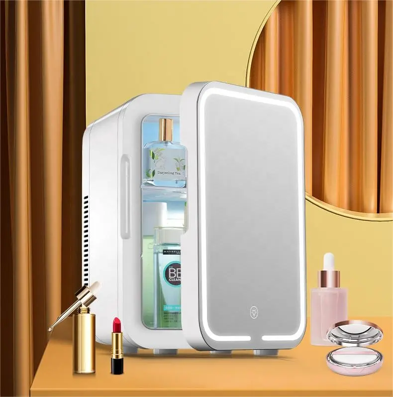 10L Hot and Cool mini fridge refrigerator glass beauty fridge with mirror for Beauty,makeup,skincare,cosmetics
