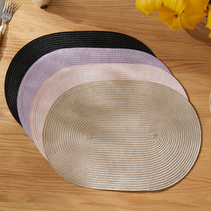 Manteles individuales ovalados de PP, color morado sólido, aislantes del calor, para decoración de comedor. - Product Image 5