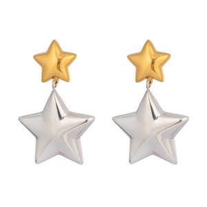 Modeschmuck Ohrringe Vergoldete Edelstahl Pentagramm Anhänger Ohrringe für Frauen <span class=keywords><strong>E461</strong></span> - Product Image 5