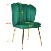 Vente en gros de chaises de salle à manger en velours de luxe élégantes vertes et rembourrées avec pieds en métal doré